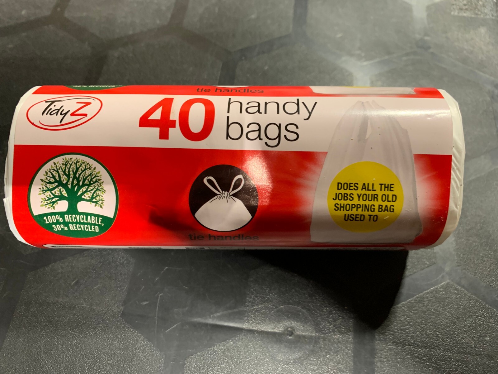 80x Recyclable Handy Bags/Pedal Bin Liner Bags15L with Tie Handles