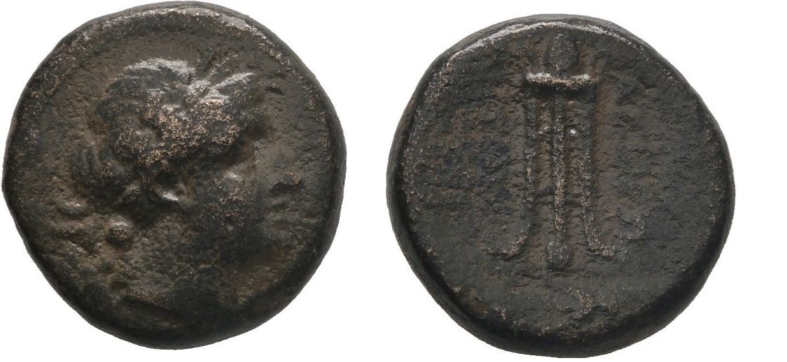 Ancient Greece  261-246 BC SELEUKID ANTIOCHOS II THEOS APOLLO TRIPOD SARDES