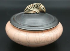 Vintage Andrew MacCorkindale Pottery Crackle Glazed Trinket Dish with Lid