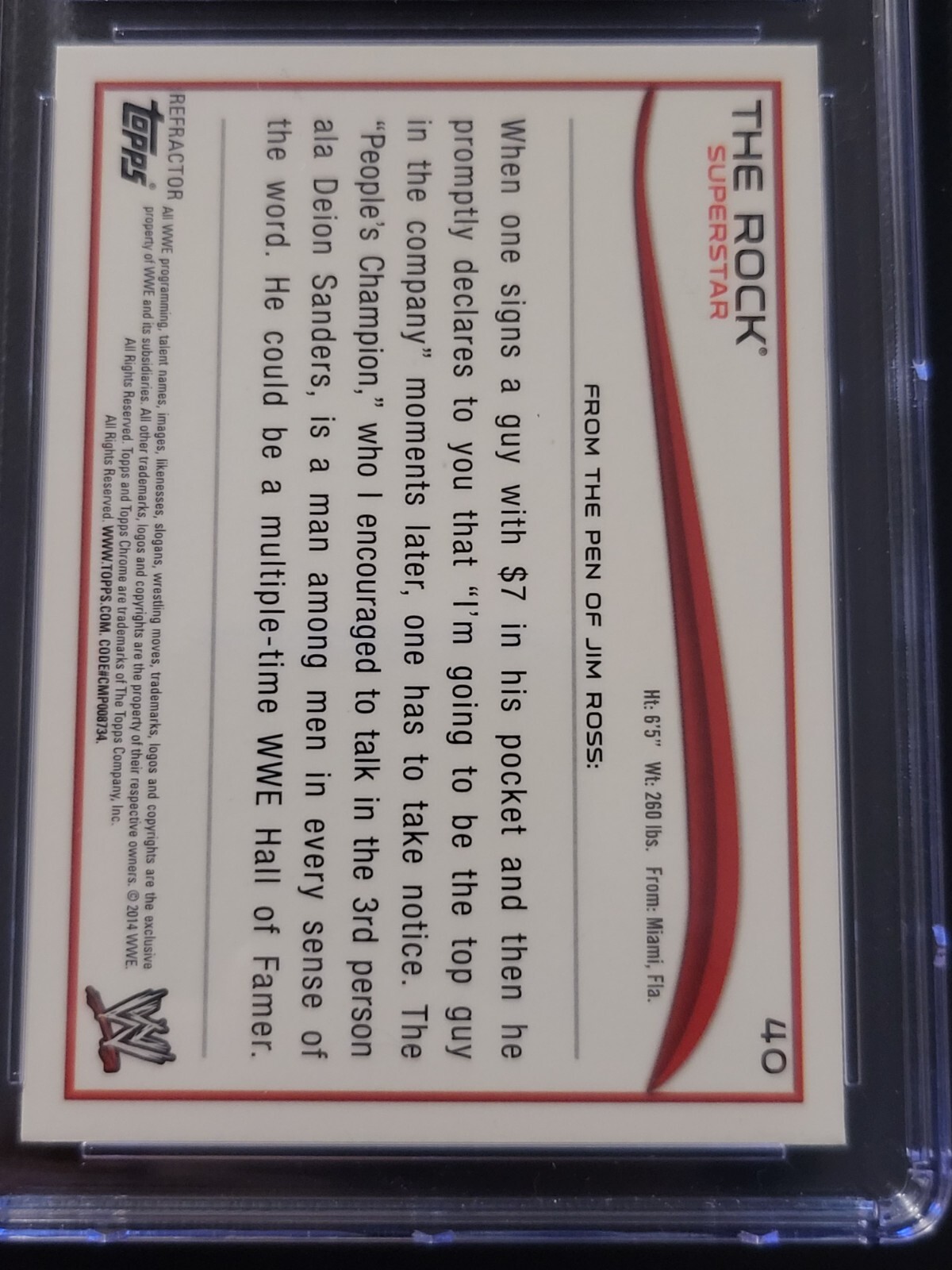 The Rock 2014 WWE Topps Chrome Atomic Refractor CSG Gem Mint 10 Wrestling Slab