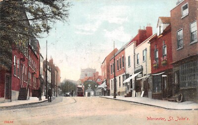 POSTCARD  WORCESTER  ST  JOHN'S  SHOPS      c 1909