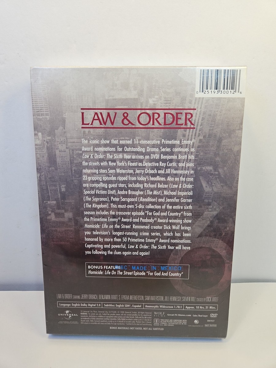 Law Order: Sixth Year (DVD, 5-Disc, '95-96 Season) NEW, SEALED