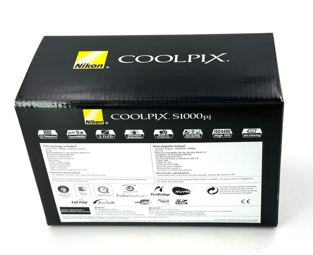 Nikon COOLPIX S1000pj 12.1 MP Digital Camera - Black for sale