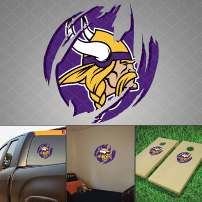 Minnesota Vikings Distressed Scratched Decal Ripped Torn Tattered Vinyl Sticker