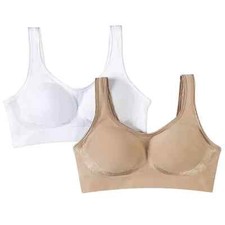 Bali Women's 2 Pk Comfort Revolution Wire Free Shaping Bra Size 2X White Nude