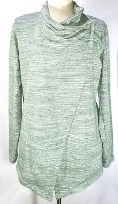 Danskin Women's Heathered Green French Terry Bliss Wrap Jacket Long Sleeve Sz XL