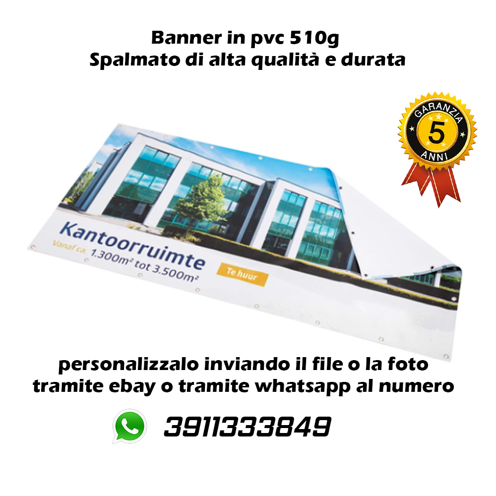 BANNER STRISCIONE PUBBLICITARIO 3x1m PERSONALIZZATO BANNER PVC DA