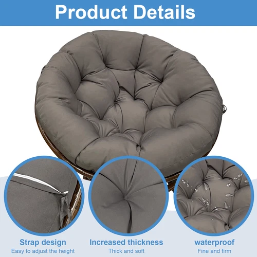 Papasan Chair Cushion Waterproof Oxford Cloth Circle Stuffed Egg Chair Cushions - Picture 39 of 111