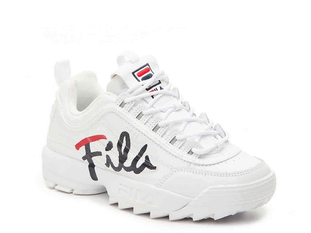 fila disruptor 2 premium repeat white navy red