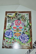Gangster Death Mask Mexican Skull Color Tattoo Flash Wall Art LOT 4 sheet signed