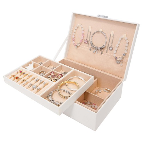 Large Jewellery Boxes Leather Storage Case Drawer Cabinet Necklace Organizer UK