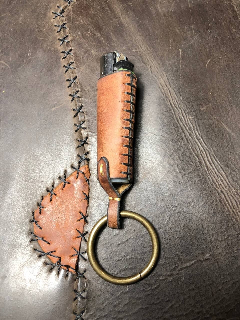 Leather Recycling Clipper lighter case. Cover for lighter. 100% Handmade.
