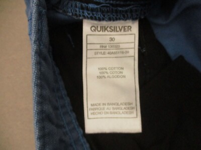 Quicksilver Size 30 Men Blue 100% Cotton Stretch Zip Fly Pocket