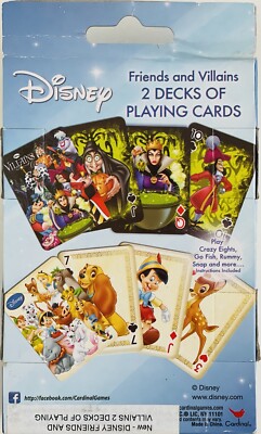 Disney Friends and Villains Playing Cards 2 Deck Set Collectible