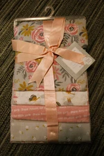 Cribmates 4 Pk Pink White Gray Floral Girls Receiving Blankets (Brand New)