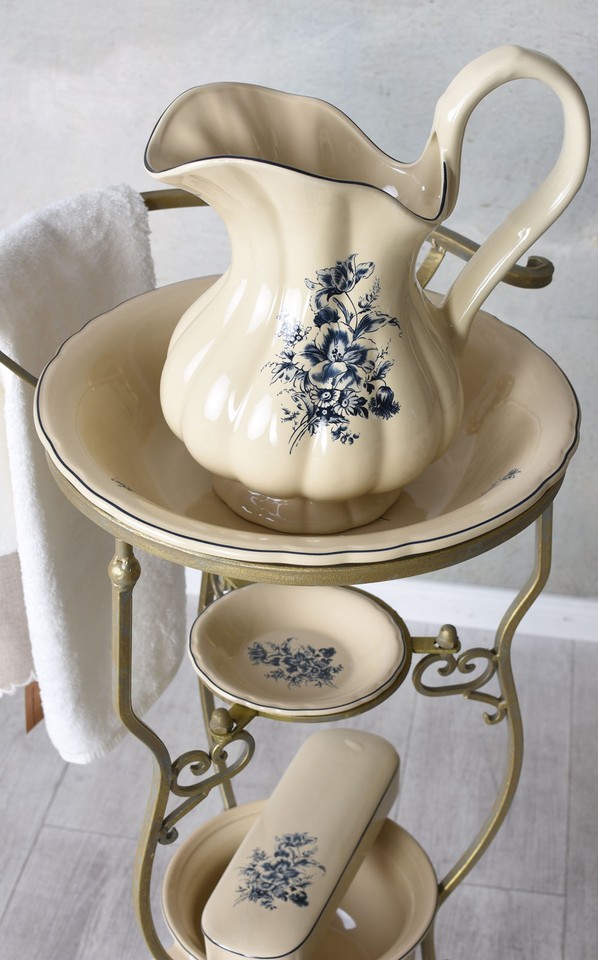 Washbasin with Stand Lavabo Bowl Jug Soap Dish Chamber Pot Blue | eBay UK