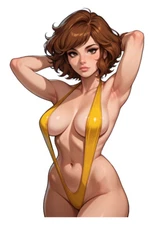 1615 April O'neil Sticker, Waterproof, Laminated, Waifu, Sexy, Slingshot Bikini