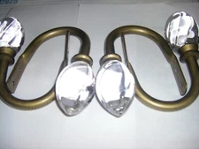 Curtain Hold/Tie Backs Gold Metal With Clear Ovoid Glass Ball