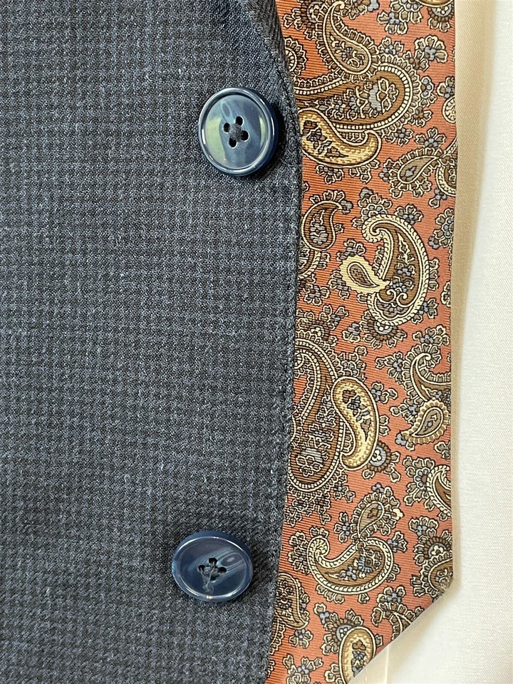 Blazer Chaqueta Deportiva Calvin Klein 42R Azul Oscuro Negro Diente de Cachorro Seda y Lana 2Btn Foto 4 de 4