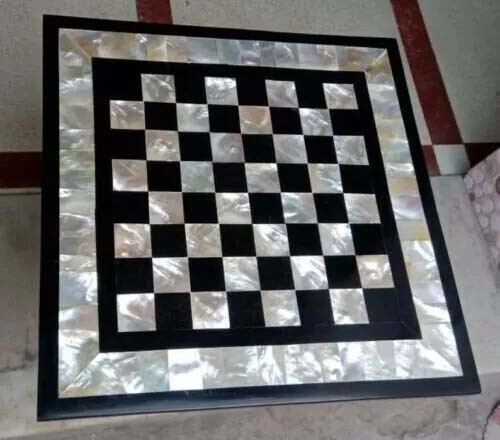 18" Decorative Chess Board Game Table Handmade Modern Farmhouse Gaming Room Decs - Picture 1 of 11