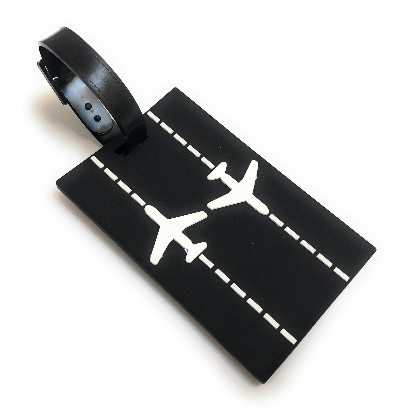 Runway Planes 2D Soft PVC Luggage Tag | Black / White | aviamart®