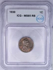 1930 Lincoln Cent 1C ICG MS65 RB