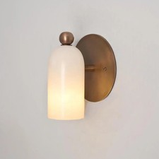 Handcrafted Alabaster Flush Mount Ceiling Light with Brass | Modern Minimal