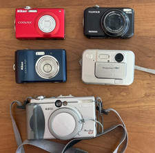 Lot of 5 Digital Cameras AS-IS - Fuji, Nikon, Canon, HP