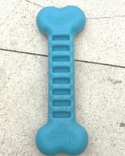 Spunky pup Durable and Flexible Sky Blue Dog Bone Toy - Made in USA