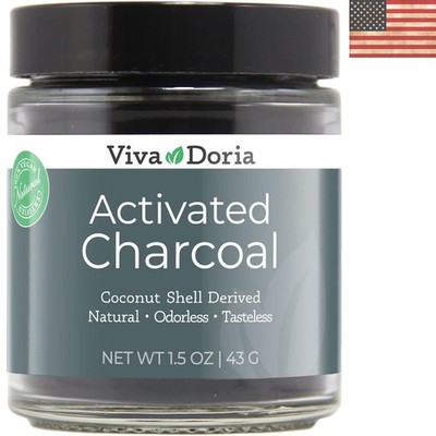 Gluten-Free Virgin Activated Charcoal Powder in 1.5 Oz Glass Jar - Versatile Use