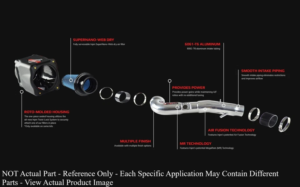 Injen PF Cold Air Intake System Kit Silver for 03-08 Nissan Murano V6-3.5L Foto 2 de 4
