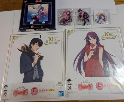 Monogatari Hitagi Senjougahara Acrylic Stand + Can Badge + Shikishi