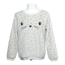 H&M, Sweatshirt, Größe: 122/128, Beige, Polyester, Print, Fleece, Mädchen #eSU