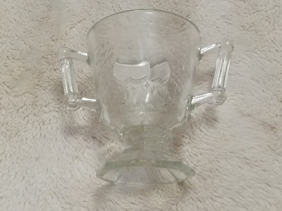 Vintage Jeanette Baltimore Pear Clear Glass Open Sugar Cup Bowl Double Handle