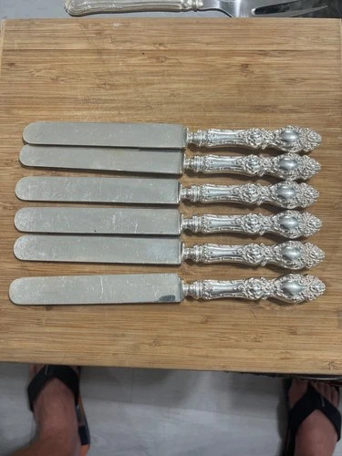wallace lucerne sterling silver old French hollow knife set