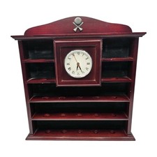 19 Golf Ball Display Shelf with Clock Vtg Cherry Wood Shadow Box for Collection