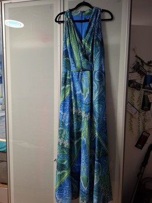 Wallis Maxikleid Kleid Blau Grün Gr. 16 44