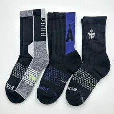 BOMBAS 3 pairs Men's Performance athletic Calf Sock Size Med 3 Colors Mix