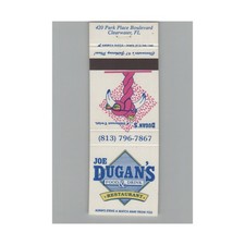 Matchbook Cover Joe Dugan's Restaurant Clearwater FL