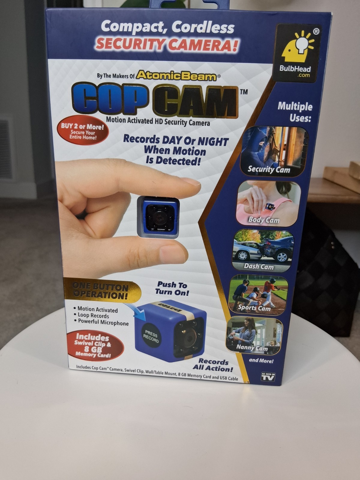 Atomic Beam Cop Cam Mini Security Camera Body Cam Dash Cam w/ Clip, Sealed