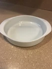 PYREX #221 8.25" White Milk Glass Round Layer Cake Pie Pan Deep Dish VINTAGE