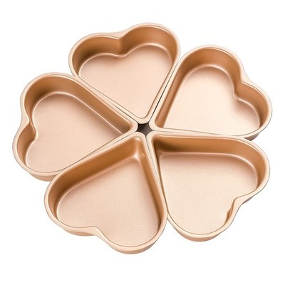 5 PCS Mini Heart Shaped Cake Pan Small Brownie Muffin Cupcake Tin Tray Mold