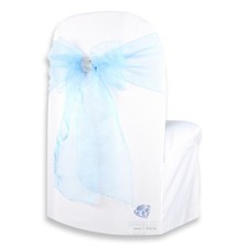 50 pcs Organza Chair Cover Bow Sash 108"x8" - Teal Blue - w/ Bow Covers ez