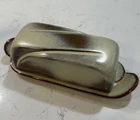 Frankoma Pottery Covered Butter Dish Plainsman Brown Beige Lazybones-4K Vintage