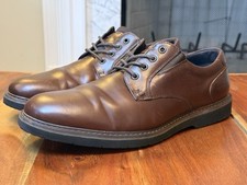 Nunn Bush Mens Size 9.5 Denali Plain Toe Shoes Comfort Gel Oxford Brown Leather