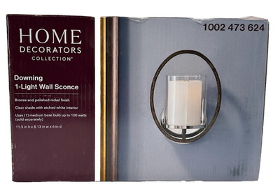 Home Decorators Downing 1-Light Polished Nickel/Corona Bronze Wall Sconce Light