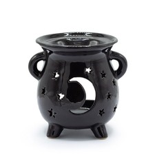 Image of Cauldron Oil Burner - Moon & Stars - Black