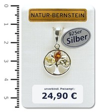 Bernstein Anhänger modern Lebensbaum 925er Silber Naturbernstein 90966