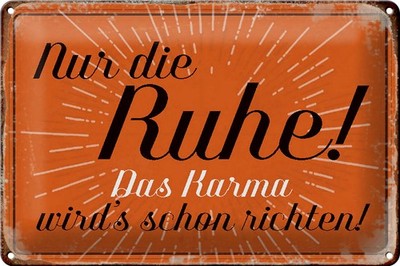 Schild Blech 30x20cm - Made in Germany - Spruch nur die Ruhe das Karma Metall De
