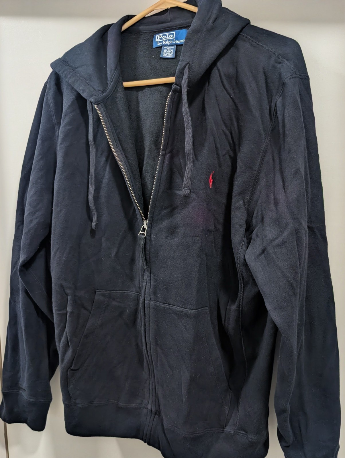 New Ralph Lauren polo men's black hooded zip jacket m